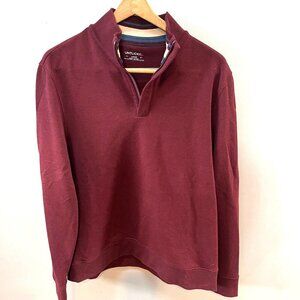 UNTUCKit Mens Long Sleeve Pullover Sweatshirt Large Burgundy Cotton/Polyester Bl